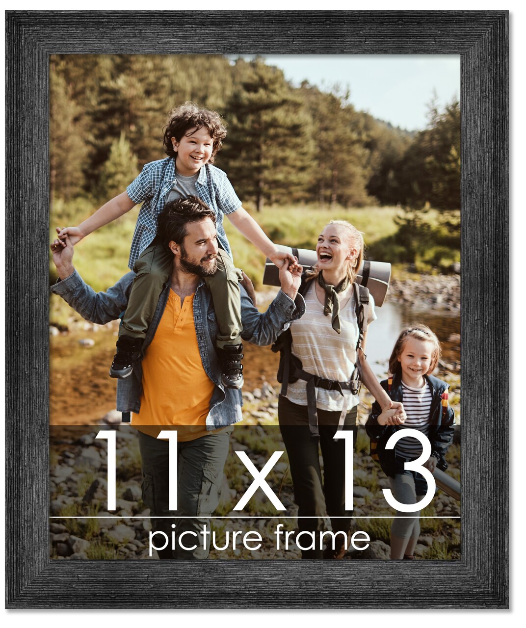11x13 Wide Barnwood Picture Frame with UV-Resistant Acrylic & Acid Free Backing, Available in 6 Paint Finishes - Grey, Brown, White, and Black